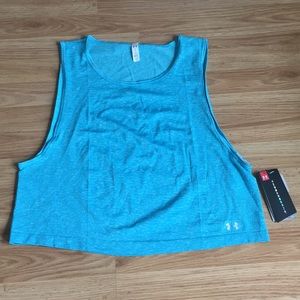 Bright Blue Cropped Under Armour Heat Gear Tank